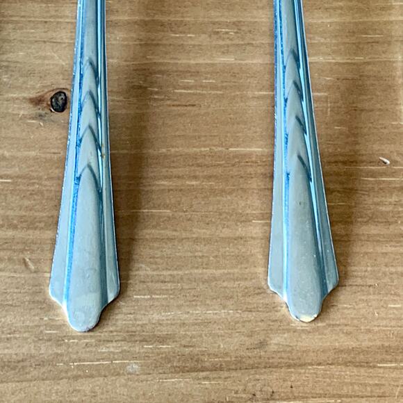 Ekco USA Stainless Steel Iced Tea Spoons Chevron Pattern Handle Set of 4 Vtg - Picture 4 of 13